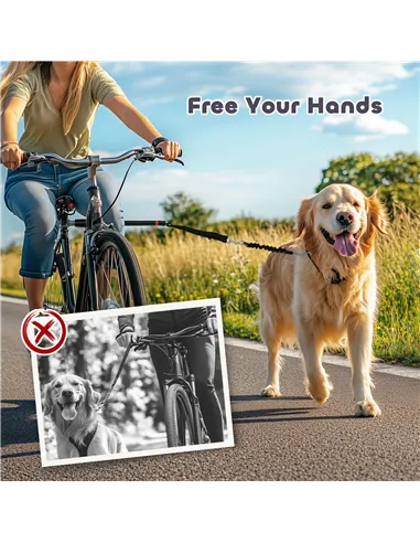 PawHut Dog Lead for Bicycle, Dog Leash for Cycling, Training, Jogging, Black