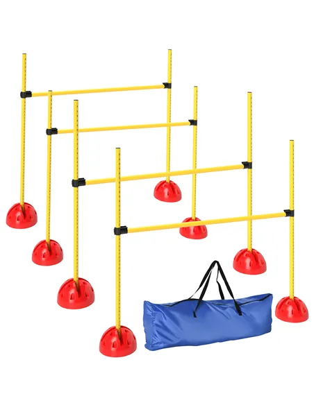PawHut 4-piece Dog Agility Equipment with 4 Hurdles, Bag for Jump, Training, Yellow