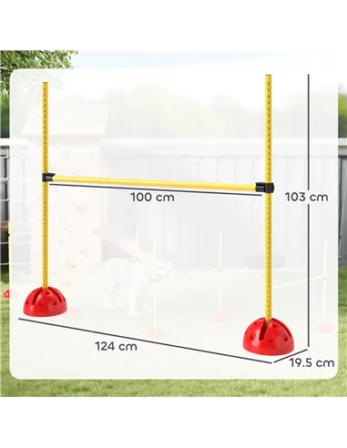 PawHut 4-piece Dog Agility Equipment with 4 Hurdles, Bag for Jump, Training, Yellow