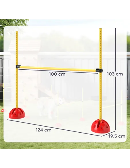 PawHut 4-piece Dog Agility Equipment with 4 Hurdles, Bag for Jump, Training, Yellow