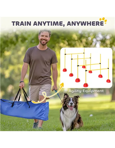 PawHut 4-piece Dog Agility Equipment with 4 Hurdles, Bag for Jump, Training, Yellow