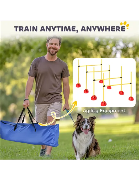 PawHut 4-piece Dog Agility Equipment with 4 Hurdles, Bag for Jump, Training, Yellow