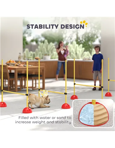 PawHut 4-piece Dog Agility Equipment with 4 Hurdles, Bag for Jump, Training, Yellow