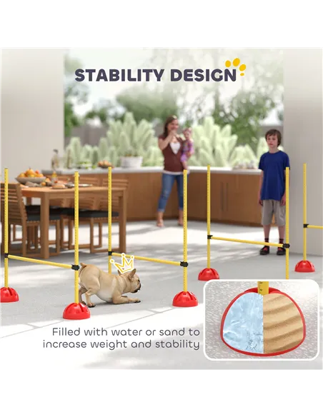 PawHut 4-piece Dog Agility Equipment with 4 Hurdles, Bag for Jump, Training, Yellow