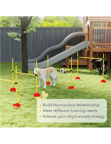 PawHut 4-piece Dog Agility Equipment with 4 Hurdles, Bag for Jump, Training, Yellow