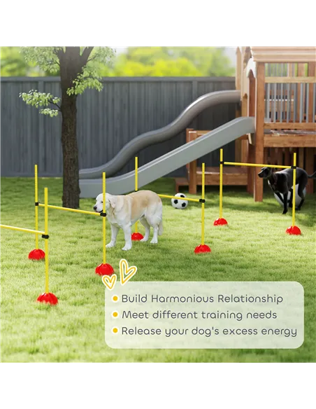 PawHut 4-piece Dog Agility Equipment with 4 Hurdles, Bag for Jump, Training, Yellow