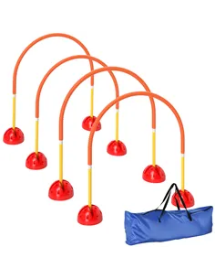 PawHut 4-Piece Dog Agility Training Equipment with 4 Adjustable Width Doors, Bag, for Garden, Orange