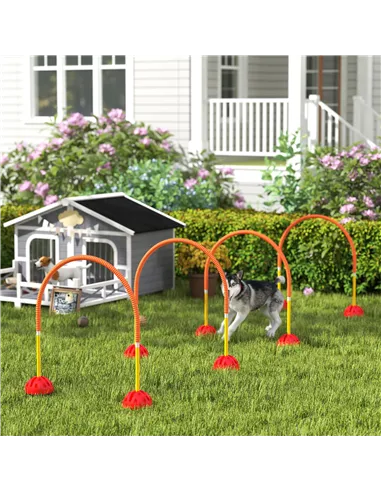 PawHut 4-Piece Dog Agility Training Equipment with 4 Adjustable Width Doors, Bag, for Garden, Orange