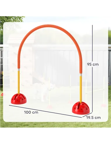 PawHut 4-Piece Dog Agility Training Equipment with 4 Adjustable Width Doors, Bag, for Garden, Orange