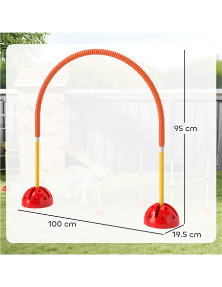 PawHut 4-Piece Dog Agility Training Equipment with 4 Adjustable Width Doors, Bag, for Garden, Orange