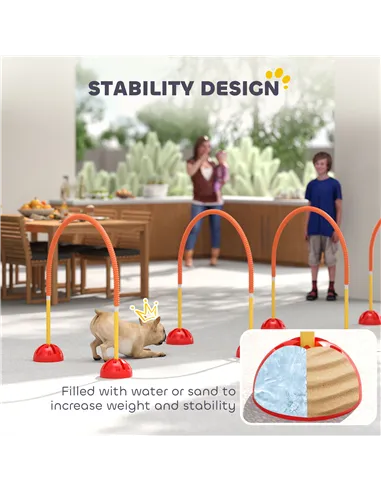 PawHut 4-Piece Dog Agility Training Equipment with 4 Adjustable Width Doors, Bag, for Garden, Orange