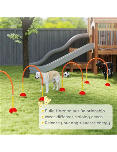 PawHut 4-Piece Dog Agility Training Equipment with 4 Adjustable Width Doors, Bag, for Garden, Orange
