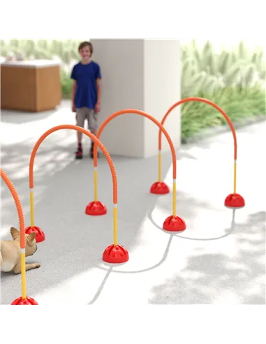 PawHut 4-Piece Dog Agility Training Equipment with 4 Adjustable Width Doors, Bag, for Garden, Orange