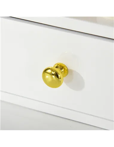 HOMCOM Dressing Table Set with Mirror, Built-in 3 Color LED Light, Vanity Makeup Table with 4 Drawers and Cushioned Stool for Be