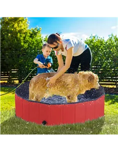 PawHut Dog Paddling Pool, Foldable Dog Pool, Leakproof & Hard Plastic, Portable Pet Bathtub with Non-Slip Base & Drainage Hole,  2