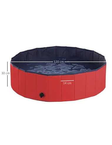 PawHut Dog Paddling Pool, Foldable Dog Pool, Leakproof & Hard Plastic, Portable Pet Bathtub with Non-Slip Base & Drainage Hole, 