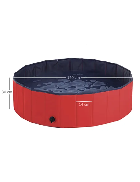 PawHut Dog Paddling Pool, Foldable Dog Pool, Leakproof & Hard Plastic, Portable Pet Bathtub with Non-Slip Base & Drainage Hole, 