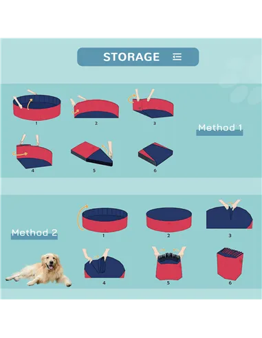 PawHut Dog Paddling Pool, Foldable Dog Pool, Leakproof & Hard Plastic, Portable Pet Bathtub with Non-Slip Base & Drainage Hole, 