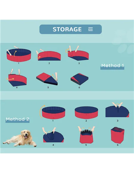 PawHut Dog Paddling Pool, Foldable Dog Pool, Leakproof & Hard Plastic, Portable Pet Bathtub with Non-Slip Base & Drainage Hole, 