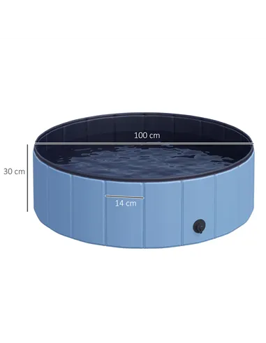 PawHut Dog Paddling Pool, Foldable Dog Pool, Leakproof & Hard Plastic, Portable Pet Bathtub with Non-Slip Base & Drainage Hole, 