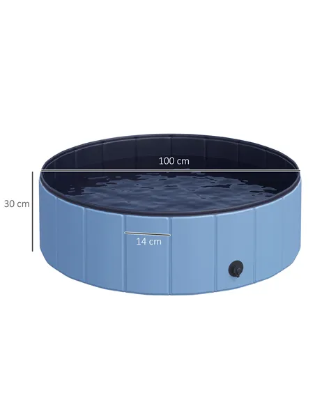 PawHut Dog Paddling Pool, Foldable Dog Pool, Leakproof & Hard Plastic, Portable Pet Bathtub with Non-Slip Base & Drainage Hole, 
