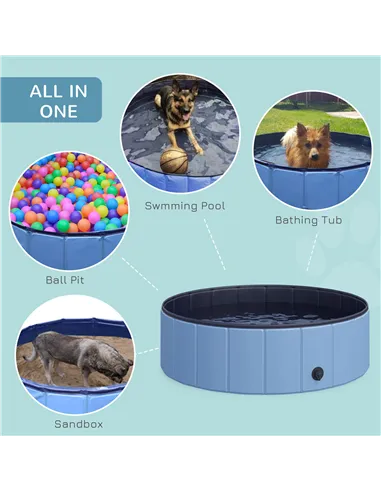 PawHut Dog Paddling Pool, Foldable Dog Pool, Leakproof & Hard Plastic, Portable Pet Bathtub with Non-Slip Base & Drainage Hole, 