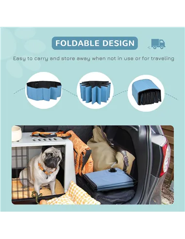 PawHut Dog Paddling Pool, Foldable Dog Pool, Leakproof & Hard Plastic, Portable Pet Bathtub with Non-Slip Base & Drainage Hole, 