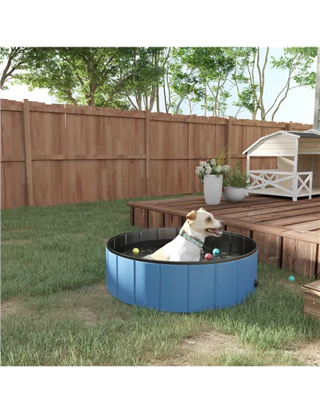 PawHut Dog Paddling Pool, Foldable Dog Pool, Leakproof & Hard Plastic, Portable Pet Bathtub with Non-Slip Base & Drainage Hole, 