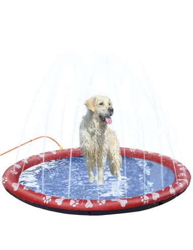 PawHut Dog Splash Pad, Pet Sprinkler Mat, Non-Slip Dog Paddling Pool, Foldable Outdoor Sprinkler and Splash Mat Water Play for G
