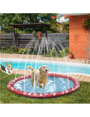 PawHut Dog Splash Pad, Pet Sprinkler Mat, Non-Slip Dog Paddling Pool, Foldable Outdoor Sprinkler and Splash Mat Water Play for G
