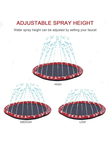 PawHut Dog Splash Pad, Pet Sprinkler Mat, Non-Slip Dog Paddling Pool, Foldable Outdoor Sprinkler and Splash Mat Water Play for G