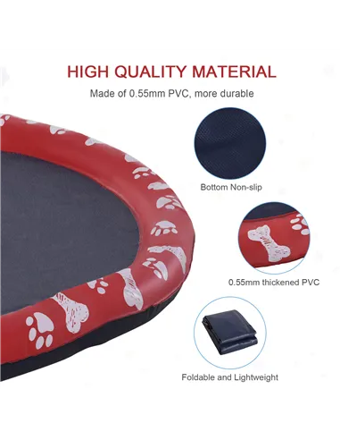 PawHut Dog Splash Pad, Pet Sprinkler Mat, Non-Slip Dog Paddling Pool, Foldable Outdoor Sprinkler and Splash Mat Water Play for G