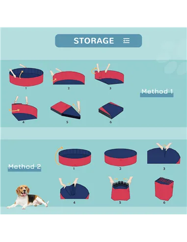 PawHut Foldable Dog Pool, 80 x 20 cm Pet Paddling Pool with Wood Board Support and Anti-Slip Bottom, Portable Doggy Paddling Poo