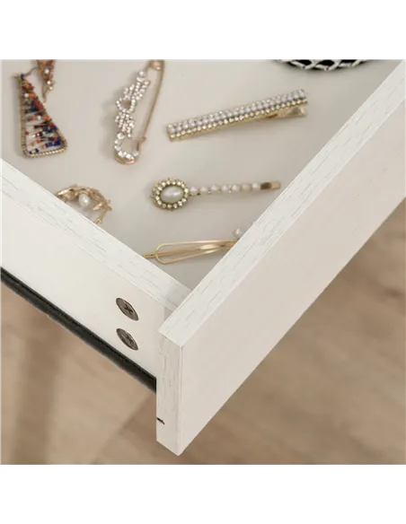 HOMCOM Elegant Dressing Table, with Round Mirror, 80 x 40 x 123 cm - White
