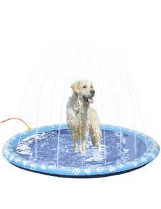 PawHut Dog Splash Pad, Pet Sprinkler Mat, Non-Slip Dog Paddling Pool, Foldable Outdoor Sprinkler and Splash Mat Water Play for G