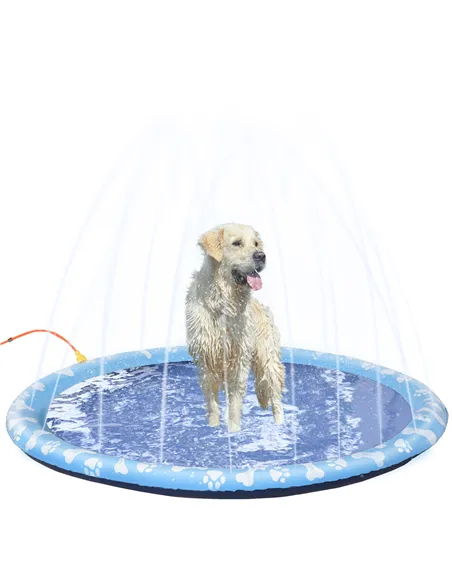 PawHut Dog Splash Pad, Pet Sprinkler Mat, Non-Slip Dog Paddling Pool, Foldable Outdoor Sprinkler and Splash Mat Water Play for G