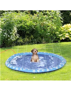 PawHut Dog Splash Pad, Pet Sprinkler Mat, Non-Slip Dog Paddling Pool, Foldable Outdoor Sprinkler and Splash Mat Water Play for G 2