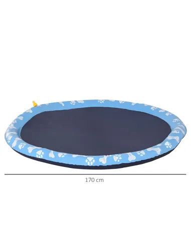 PawHut Dog Splash Pad, Pet Sprinkler Mat, Non-Slip Dog Paddling Pool, Foldable Outdoor Sprinkler and Splash Mat Water Play for G