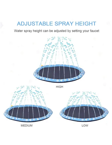 PawHut Dog Splash Pad, Pet Sprinkler Mat, Non-Slip Dog Paddling Pool, Foldable Outdoor Sprinkler and Splash Mat Water Play for G
