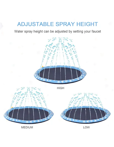 PawHut Dog Splash Pad, Pet Sprinkler Mat, Non-Slip Dog Paddling Pool, Foldable Outdoor Sprinkler and Splash Mat Water Play for G
