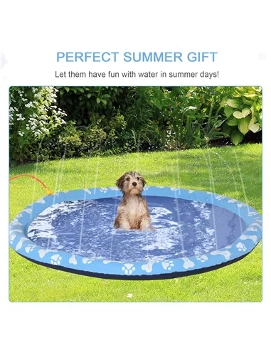 PawHut Dog Splash Pad, Pet Sprinkler Mat, Non-Slip Dog Paddling Pool, Foldable Outdoor Sprinkler and Splash Mat Water Play for G
