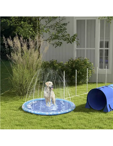 PawHut Dog Splash Pad, Pet Sprinkler Mat, Non-Slip Dog Paddling Pool, Foldable Outdoor Sprinkler and Splash Mat Water Play for G