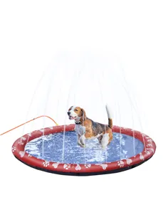 PawHut Dog Splash Pad, Pet Sprinkler Mat, Non-Slip Dog Paddling Pool, Foldable Outdoor Sprinkler and Splash Mat Water Play for G