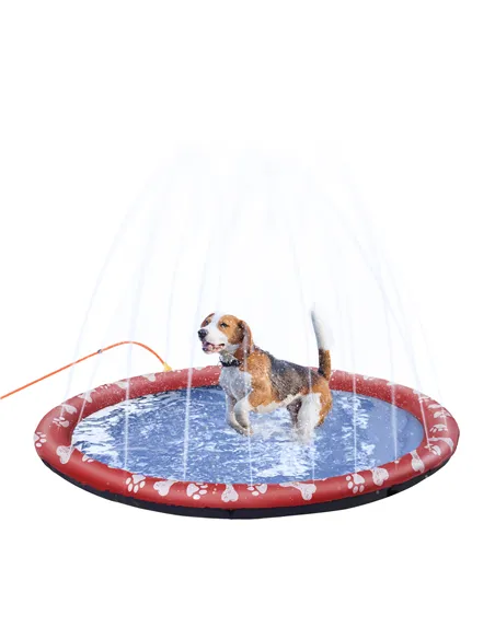 PawHut Dog Splash Pad, Pet Sprinkler Mat, Non-Slip Dog Paddling Pool, Foldable Outdoor Sprinkler and Splash Mat Water Play for G