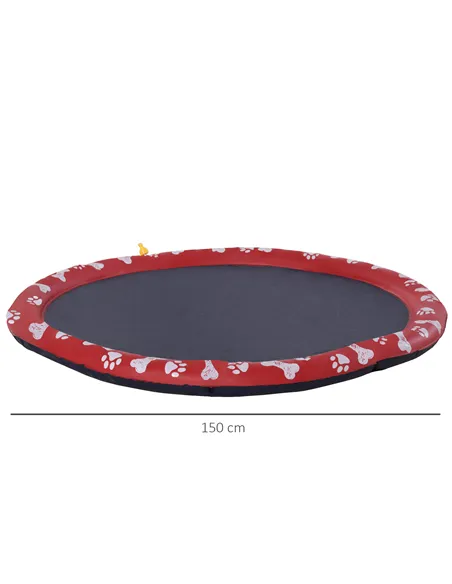 PawHut Dog Splash Pad, Pet Sprinkler Mat, Non-Slip Dog Paddling Pool, Foldable Outdoor Sprinkler and Splash Mat Water Play for G