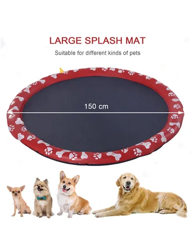 PawHut Dog Splash Pad, Pet Sprinkler Mat, Non-Slip Dog Paddling Pool, Foldable Outdoor Sprinkler and Splash Mat Water Play for G