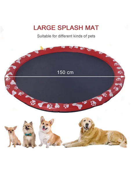PawHut Dog Splash Pad, Pet Sprinkler Mat, Non-Slip Dog Paddling Pool, Foldable Outdoor Sprinkler and Splash Mat Water Play for G