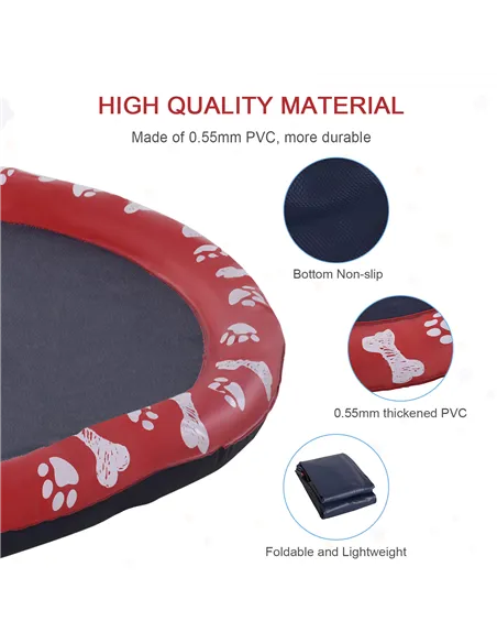 PawHut Dog Splash Pad, Pet Sprinkler Mat, Non-Slip Dog Paddling Pool, Foldable Outdoor Sprinkler and Splash Mat Water Play for G