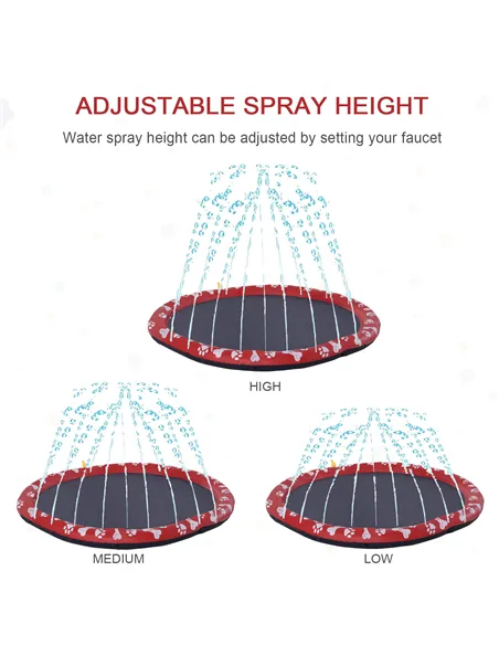 PawHut Dog Splash Pad, Pet Sprinkler Mat, Non-Slip Dog Paddling Pool, Foldable Outdoor Sprinkler and Splash Mat Water Play for G