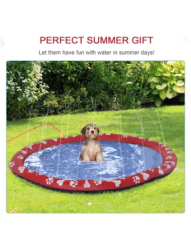 PawHut Dog Splash Pad, Pet Sprinkler Mat, Non-Slip Dog Paddling Pool, Foldable Outdoor Sprinkler and Splash Mat Water Play for G